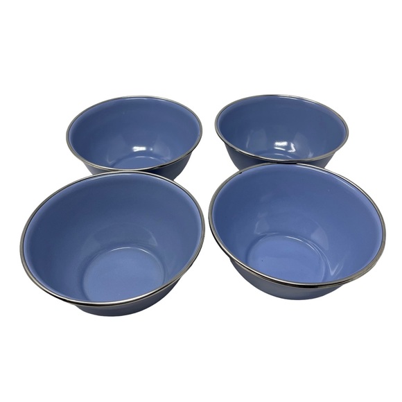 Pottery Barn Dining Set Of 4 Pottery Barn Enamel Over Metal Bowls Slate Lavender Purple Deep